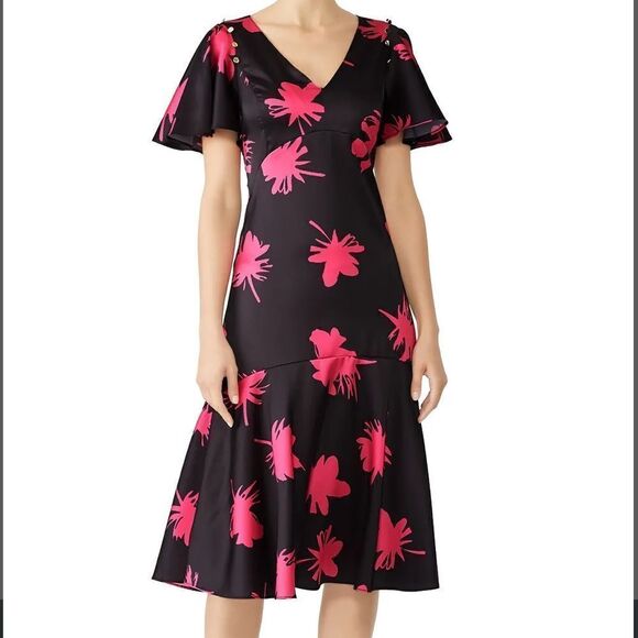Prabal Gurung Fit & Flare Satin Dress - Picture 1 of 13